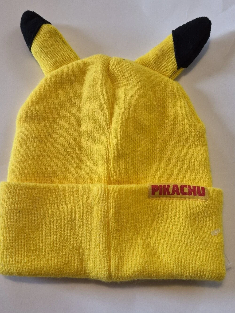 Pokémon Pikachu Yellow Winter Cuffed Beanie Hat with Ears Embroidered